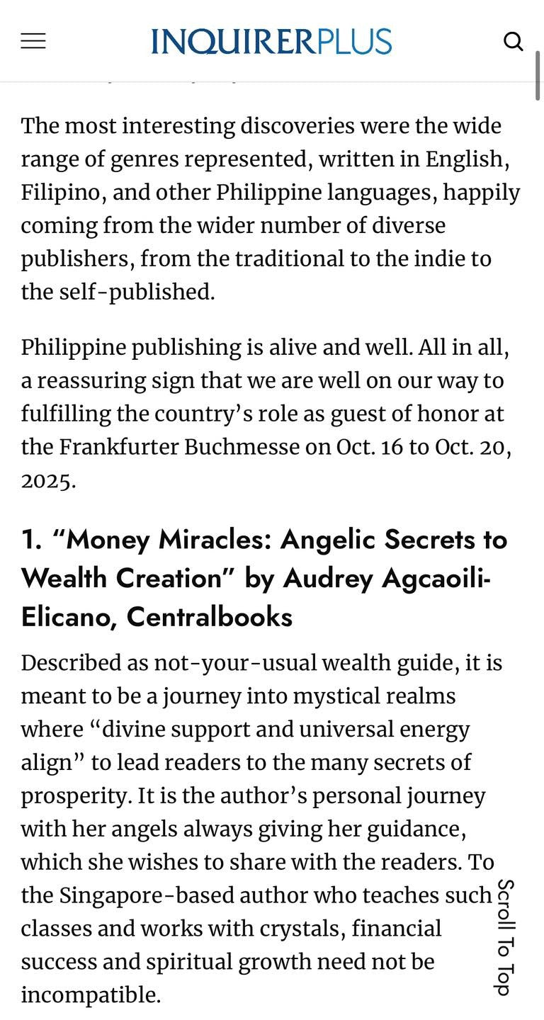 Money Miracles: Angelic Secrets to Wealth Creation Book by Audrey Agcaoili-Elicano